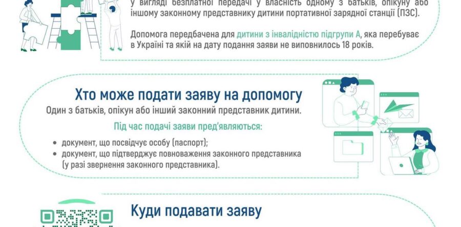 Родини, які виховують дітей з інвалідністю підгрупи А, можуть подати заяву на отримання портативної зарядної станції.