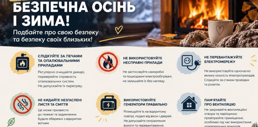 Пожежна безпека в осінньо-зимовий період: бережіть себе та своїх близьких